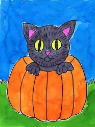 halloween cat pumpkin painting drawing projects easy draw grade pumpkins paintings circles fall drawings paint simple canvas practice shapes eyes