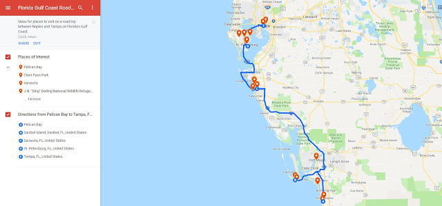 Florida West Coast Road Trip Map