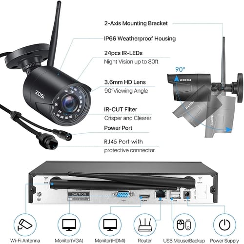 Review ZOSI 4pcs 1080P Wireless Security Camera System
