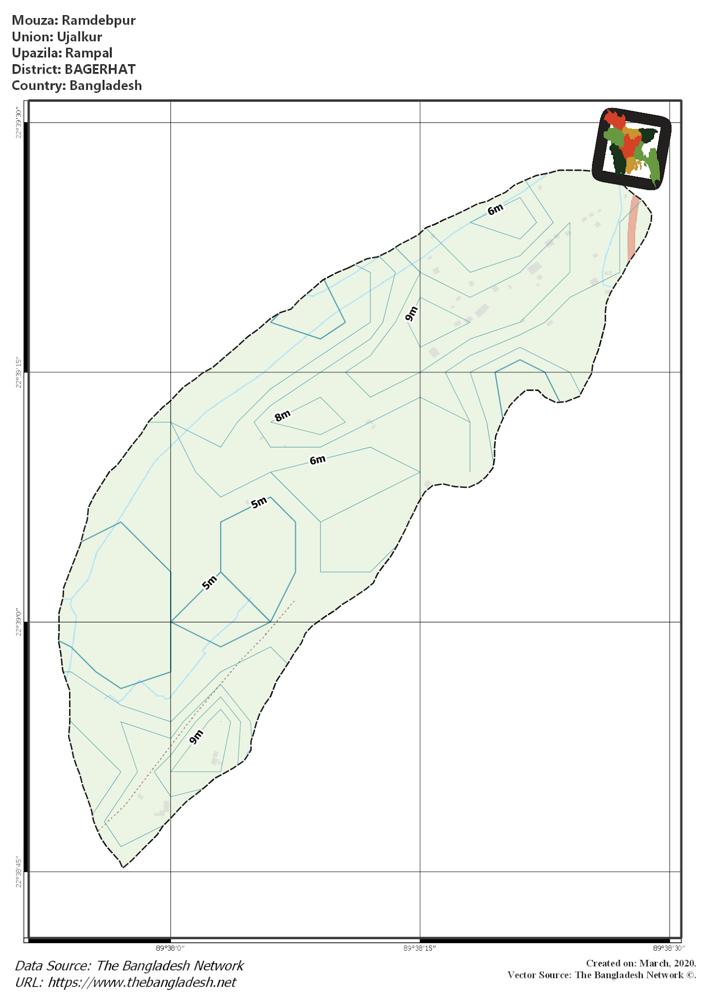Map of Ramdebpur Mouza of Rampal Upazila, BAGERHAT Map of Ramdebpur Mouza of Rampal Upazila, BAGERHAT, Bangladesh.