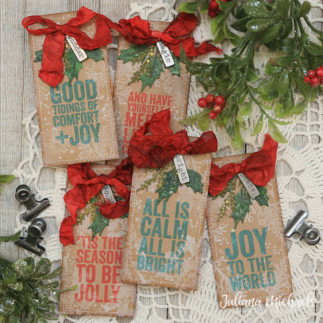 Holiday Things & Mini Bold Tidings Gift Tags by Juliana Michaels featuring Tim Holtz Stampers Anonymous Christmas 2021