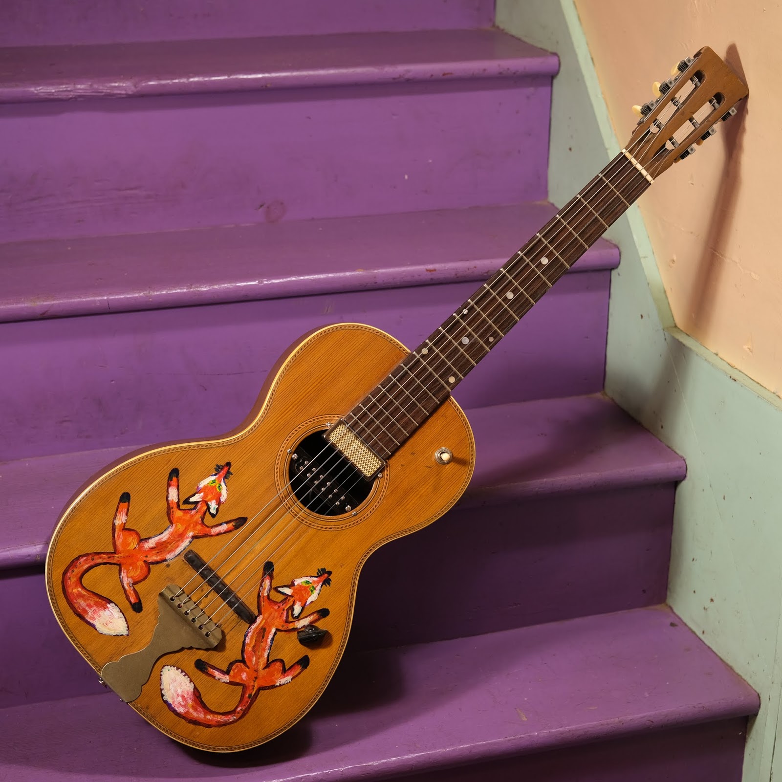 1910s Unmarked RubberizedBridge Electrified Parlor Guitar