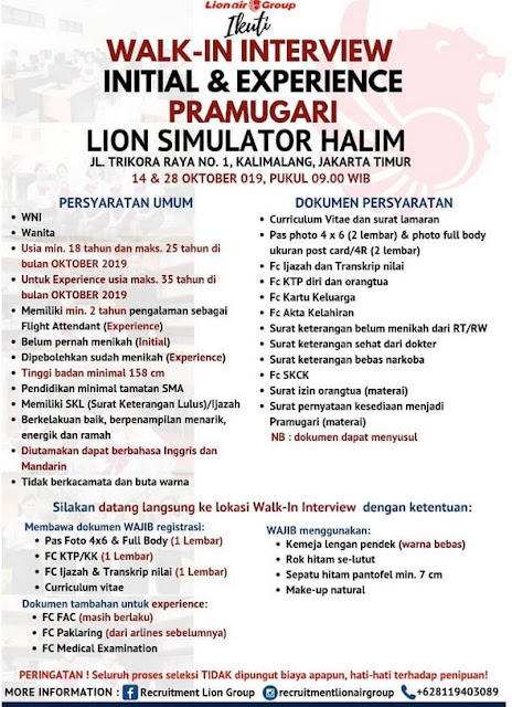 Lowongan Kerja Lion Air Group Oktober 2019