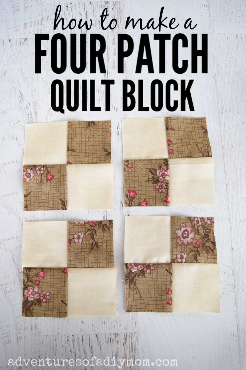 Four Patch Quilting Block from Strips Adventures of a DIY Mom