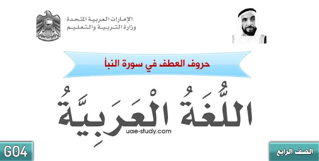 حل درس حروف العطف في سورة النبأ الصف الرابع اللغه العربيه