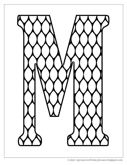 Letter M design coloring page