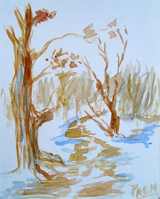 Autum View Trees - Watercolor Sketch