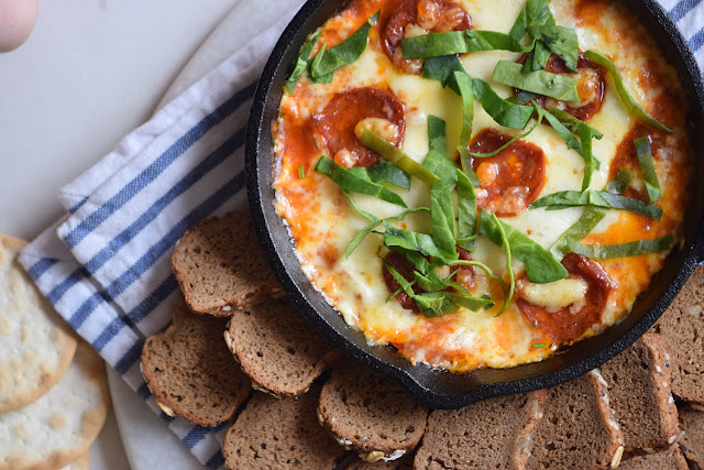 cast iron skillet, homemade, fresh, tomatoes, basil, cheese, tailgating