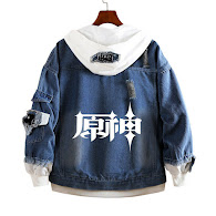 Genshin Impact Men's Fashion Long Sleeve Unisex Denim Jacket Harajuku Coats New