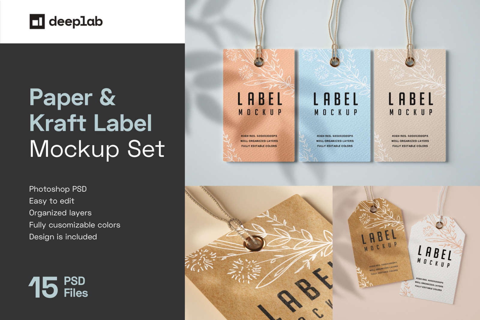 download paper kraft label mockup set download paper