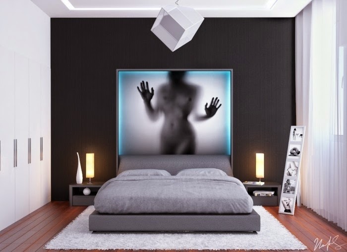 modern bedroom designs - creative paintings above the bed