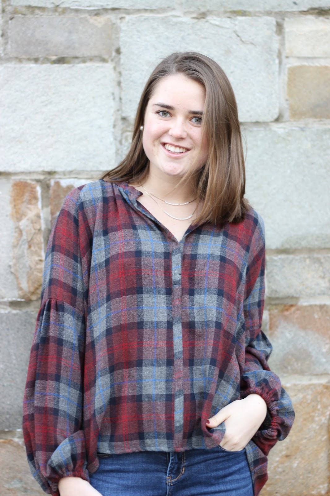 Preppy by the Sea: Plaid Blouse