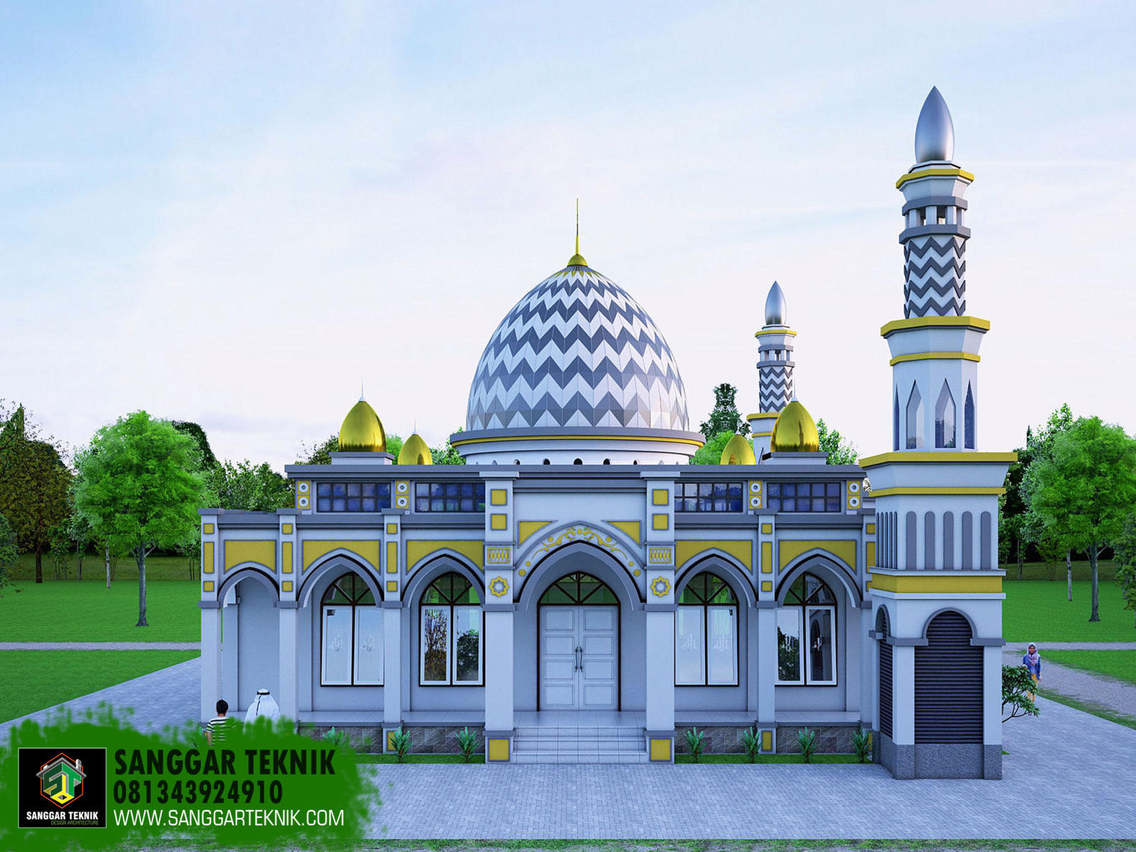 DESAIN MASJID MINIMALIS MODERN 14.15 x 14.15 (1 LANTAI) | SANGGAR TEKNIK