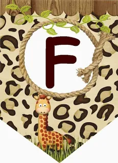 Banderines con Jirafa para Fiestas de Safari, el Zoo o la Selva. Con Números.