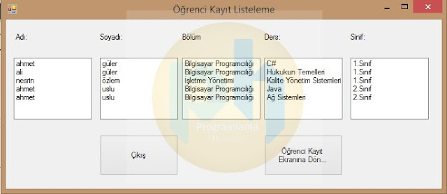 C# ile Öğrenci Kayıt Sistemi Uygulaması