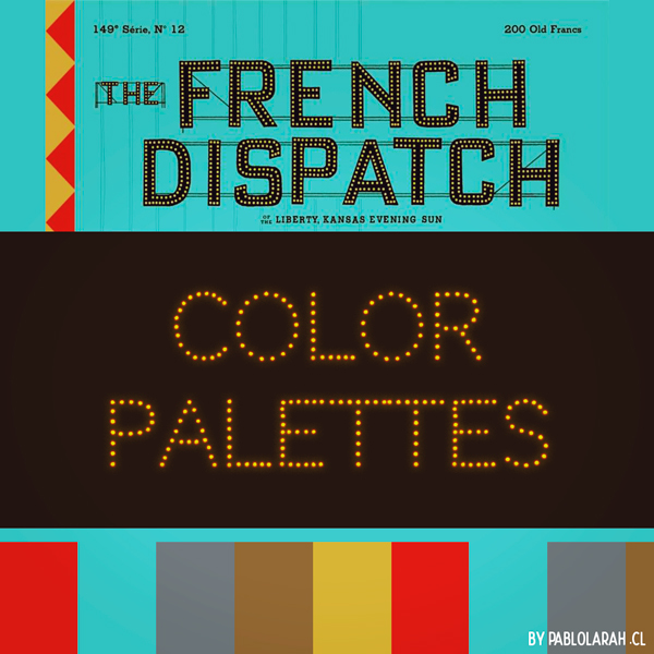 Color Palettes based on Wes Anderson's The French Dispatch