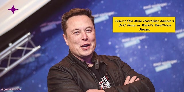 Tesla's Elon Musk Overtakes Amazon's Jeff Bezos as World's Wealthiest Person.