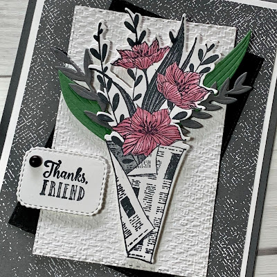 Close up of front of floral greeting card using Wrapped Bouquet Stamp Set