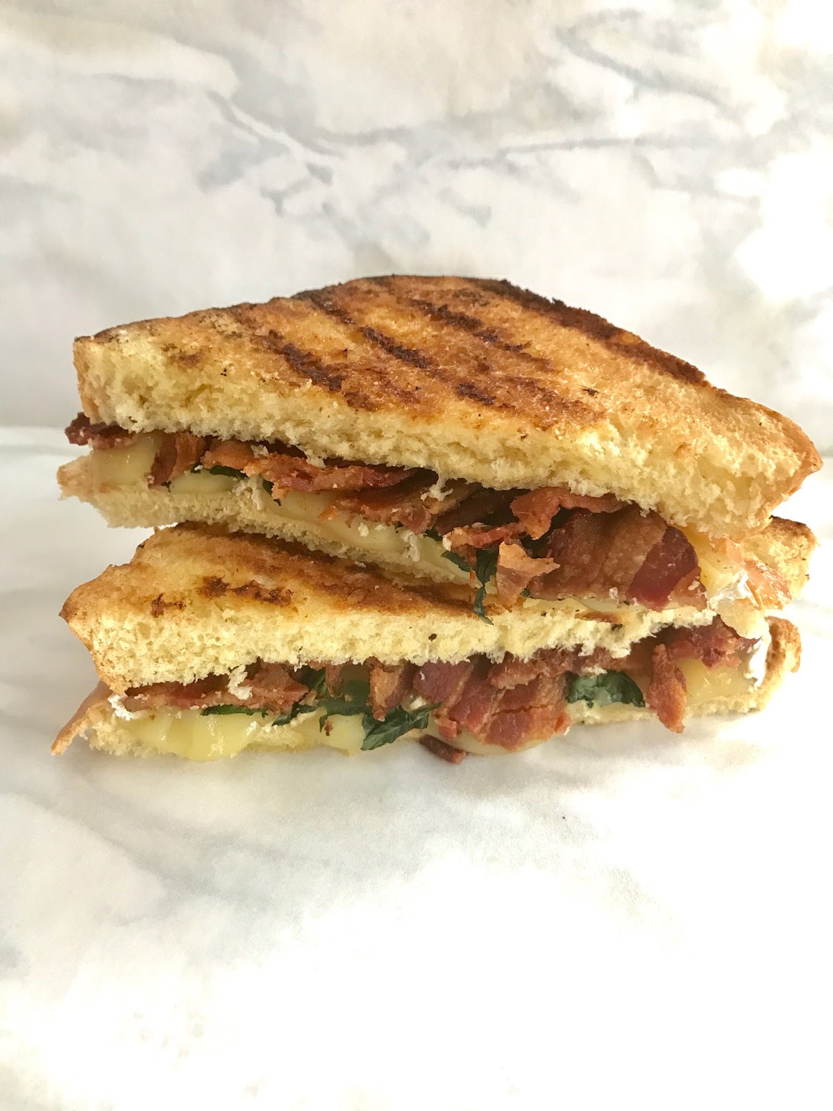 Our Good Life Smoked Brie, Bacon and Basil Grilled Cheese Sandwich 