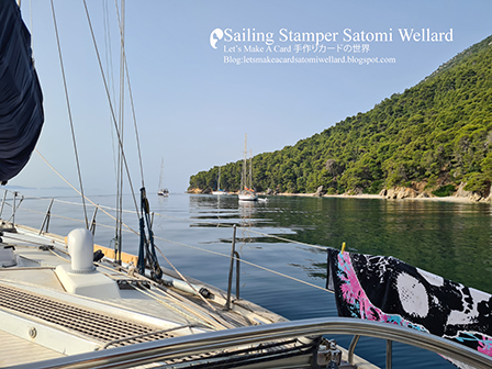 Life on Sailing Boat SATOMI Asprogiali Beach Greece  by Sailing Stamper Satomi Wellardギリシアでの船上生活