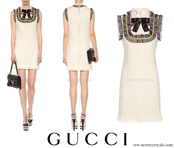 Charlotte Casiraghi wore GUCCI Embellished lace mini dress