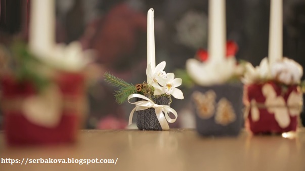 Композиция с живым цветами орхидеи на праздничный стол