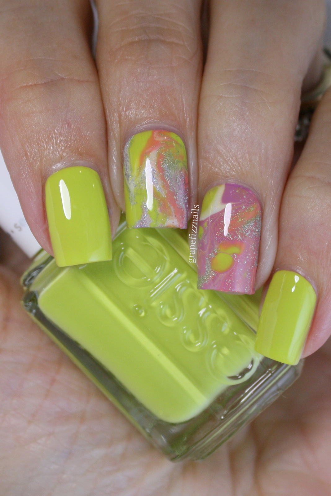 Grape Fizz Nails Essie Summer Drip Marble Nail Art