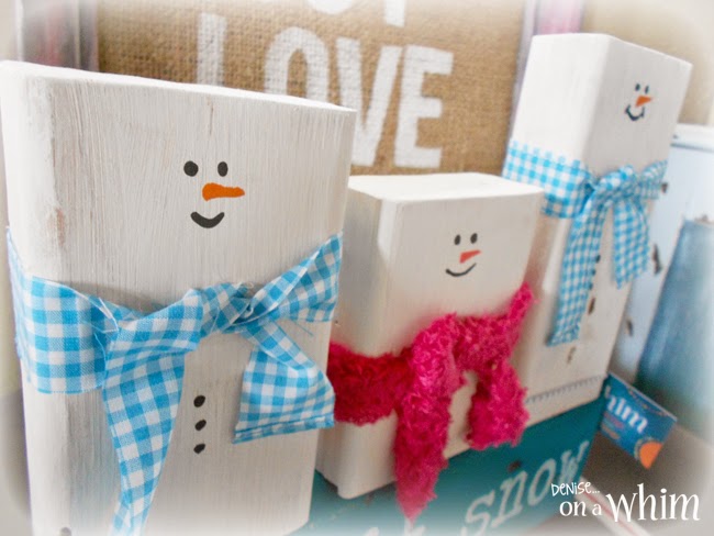 Wooden Block Snowmen from Denise on a Whim