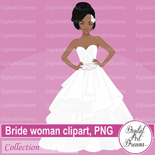 Bride Woman in a White Wedding Dress Clipart