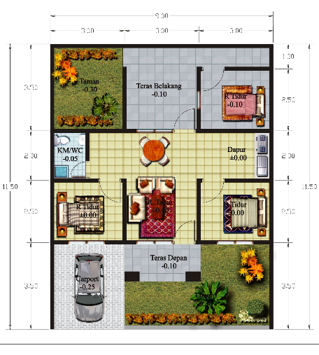 Kumpulan Denah  Desain Rumah  Minimalis  1  Lantai  dan 2 