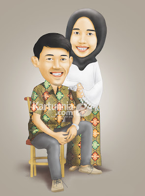 Karikatur Couple Batik