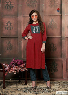 Pretty Rayon Embroidered Kurti and Pant Sets