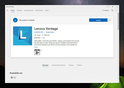 Instalasi Kegunaan Lenovo Vantage di Windows