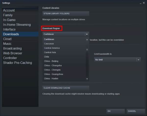 เร่งความเร็วในการดาวน์โหลดเกม Steam