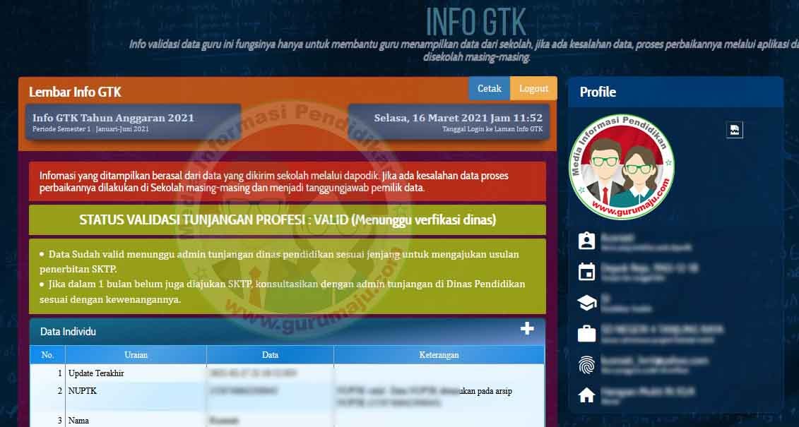 Login Info Gtk Semester 2 Tahun Pelajaran 2020 2021 Telah Dibuka Guru Maju