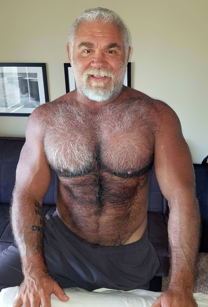 Superb Photos Set of Hairy Chested Hunks - Hot Muscular Daddy Bears.