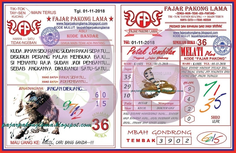 Togel Syair HK KAMIS 1 NOVEMBER 2018 GOsyair SEDIA KODE SYAIR SGP ADA