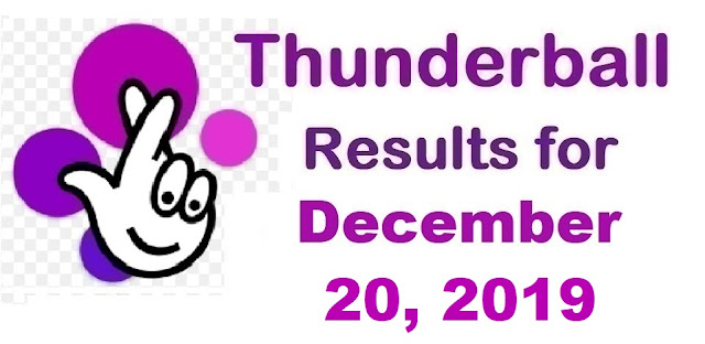 Thunderball Results for Friday, December 20, 2019 Thunderball Results for Friday, December 20, 2019