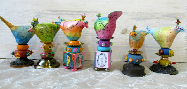 hillovely,hilla bushari, polymer clay mixed media, fimo birds, polymer clay birds,