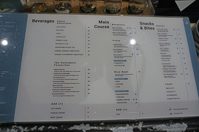 Daftar menu dan harga di kedai kopi Lantai Bumi Jogja