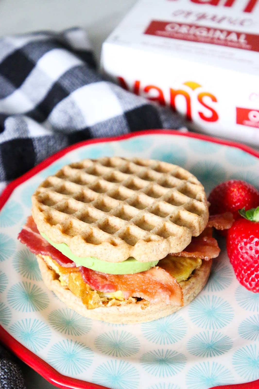 breakfast sandwich with organic waffles. Organic waffles. Vans organic waffles.