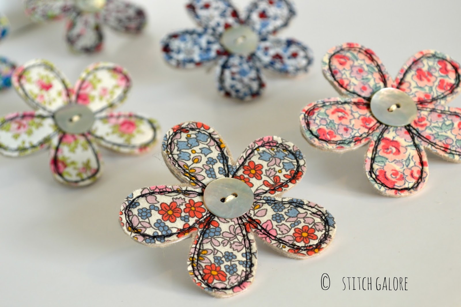 Pretty fabric flower brooches
