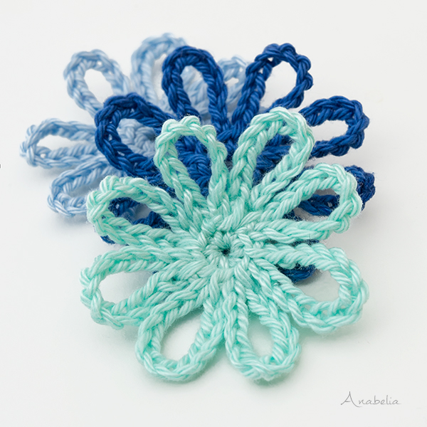 Crochet Blue Flowers Medley by Anabelia Craft Design