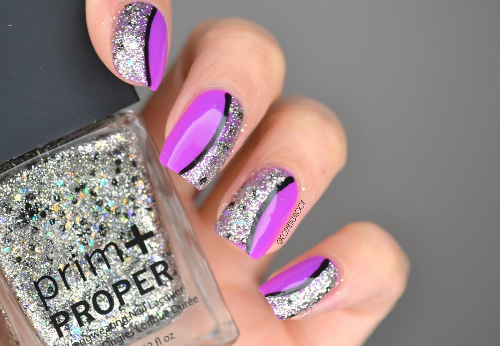 NAILS | Purple and Glitter Crescents #CBBxManiMonday | Cosmetic Proof |  Vancouver beauty, nail art and lifestyle blog