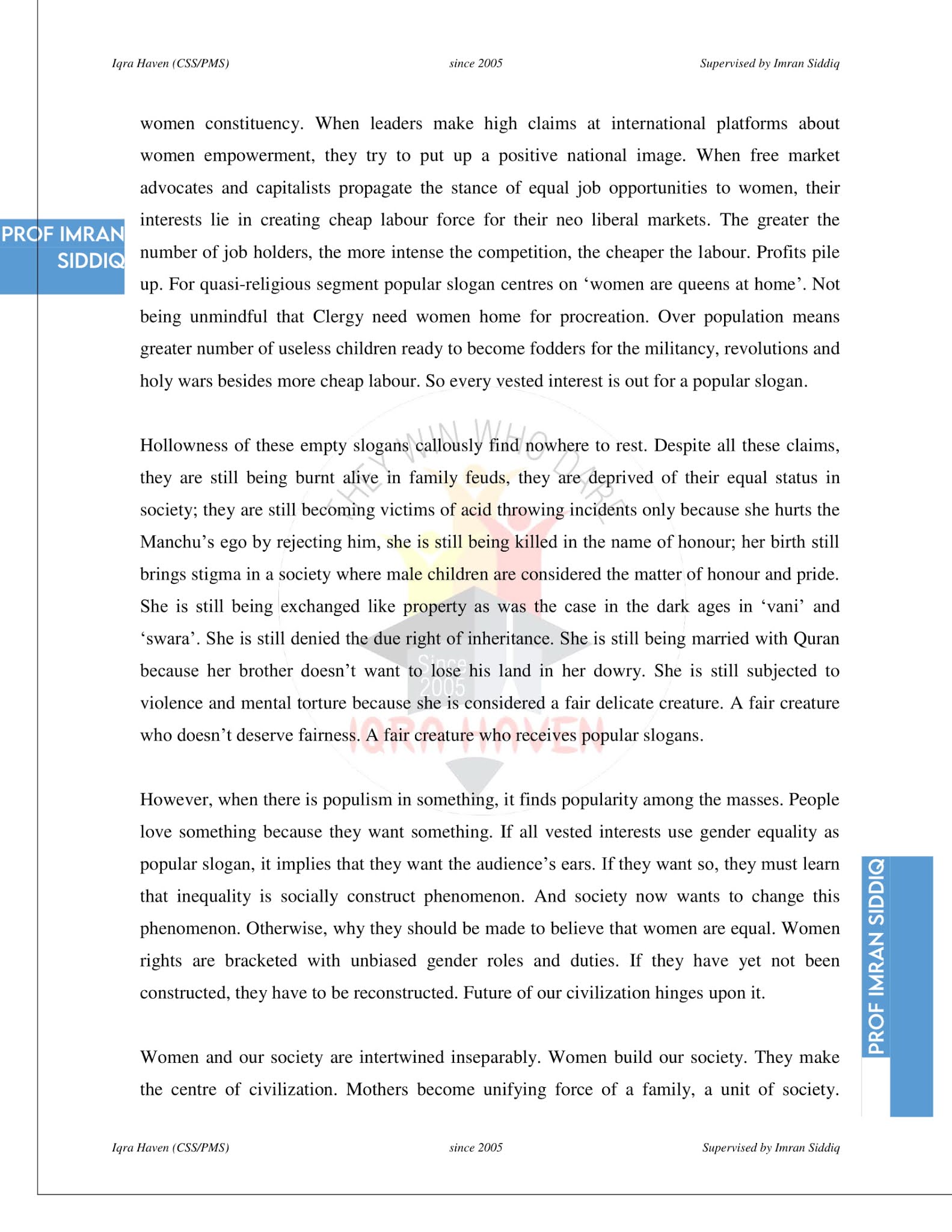 gender equality essay css