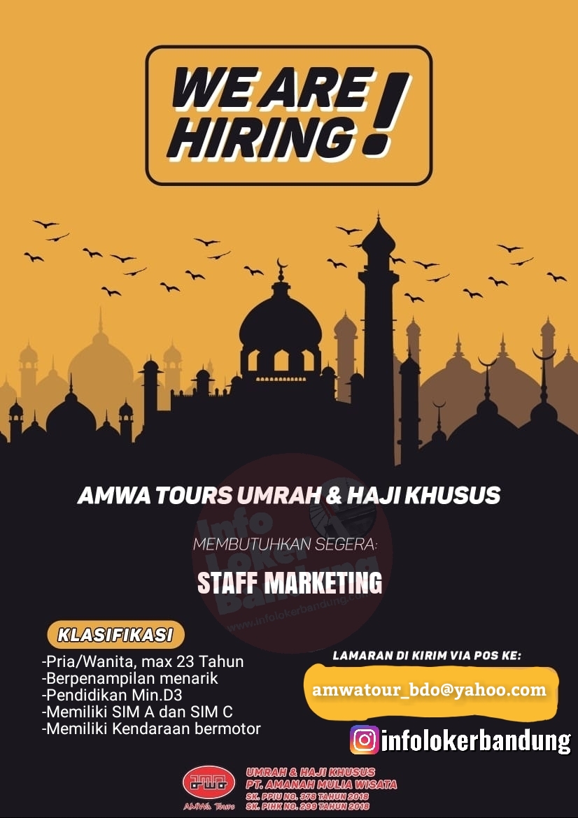 Lowongan Kerja PT.Amanah Mulia Wisata ( Amwa Tour Haji Khusus & Umrah