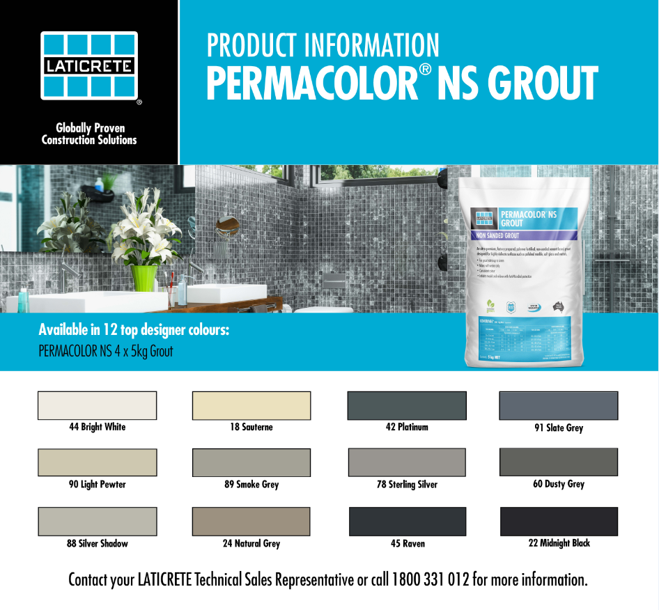 Laticrete Australia Conversations PERMACOLOR® NS Grout Colours