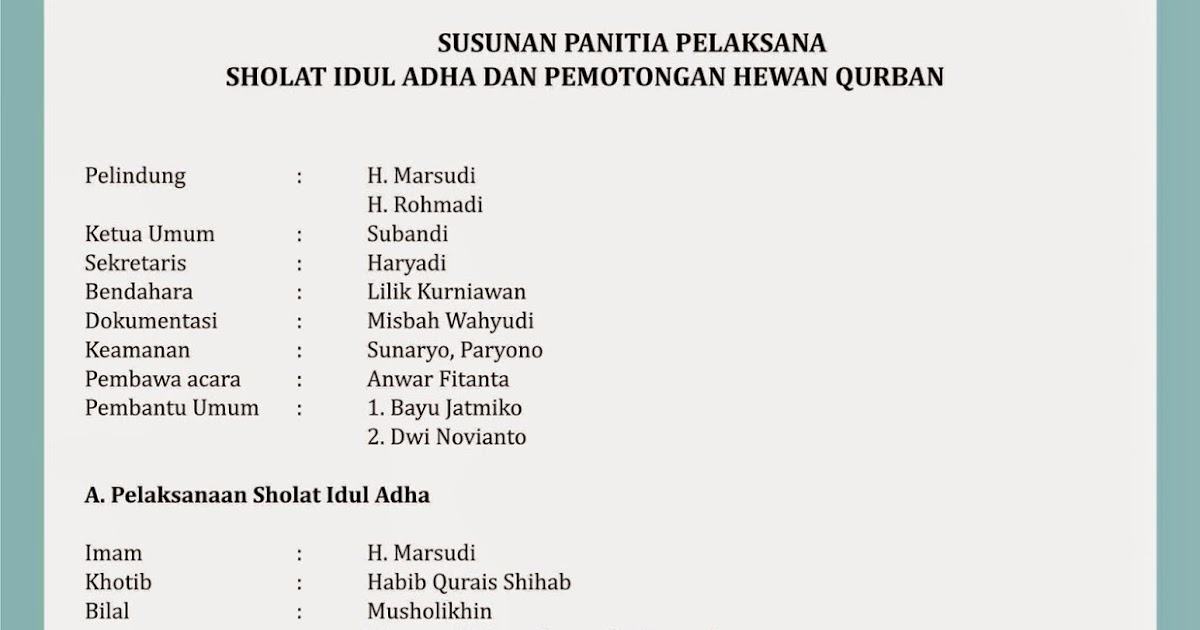 Susunan Panitia Qurban Idul Adha Nusagates