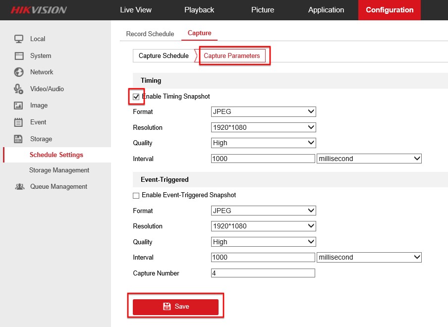 Save images to a microSD card on Hikvision IP camera