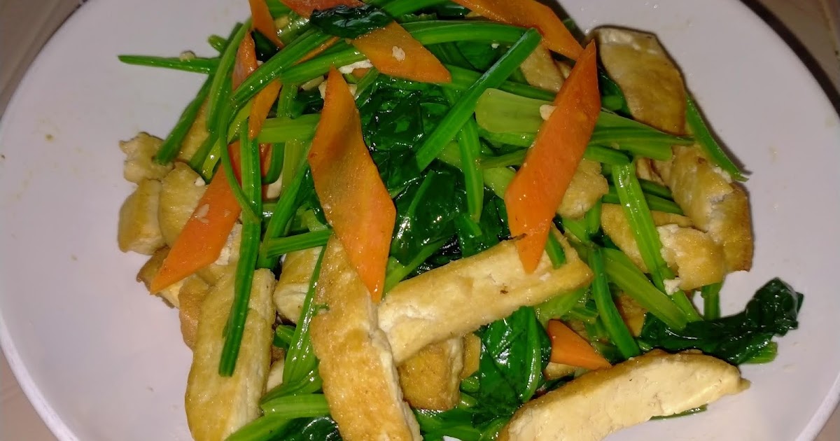 Cooking Pleasure MEATLESS DISH STIR FRY CHINESE SPINACH WITH FIRM